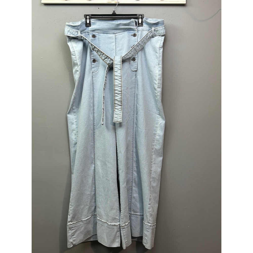 Venus Wide Leg Jeans Womens 22 Light Wash Blue High Rise Belted Z211003 SP 23